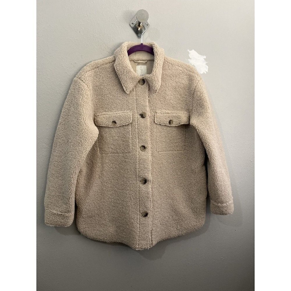 Joie Sherpa Teddy Faux Fur Jacket Size Medium Tan